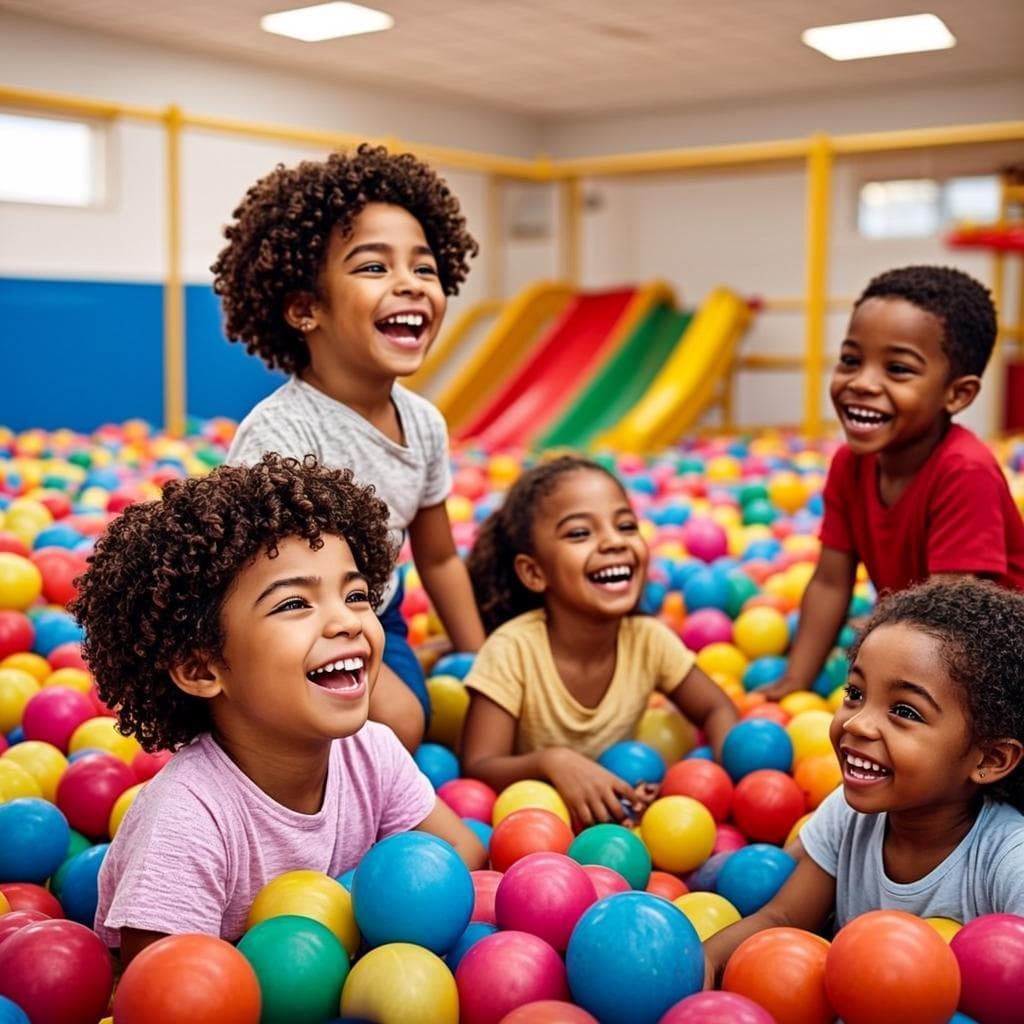 Children playing and having fun at the Sahara Chicken game center
